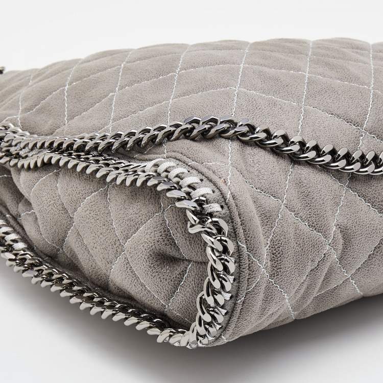 مملوكة مسبقًا Stella McCartney Grey Quilted Faux Leather Falabella Large Tote