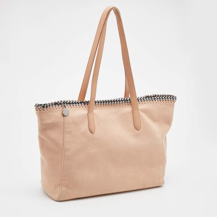 Pre Owned Stella McCartney Beige Faux Leather Chain Link Top Zip Tote