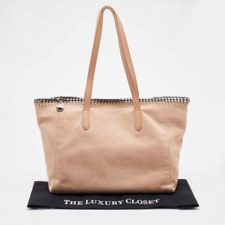 Pre Owned Stella McCartney Beige Faux Leather Chain Link Top Zip Tote