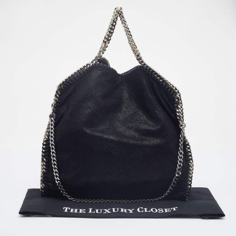 مملوكة مسبقًا Stella McCartney Black Faux Leather Fold over Falabella Tote