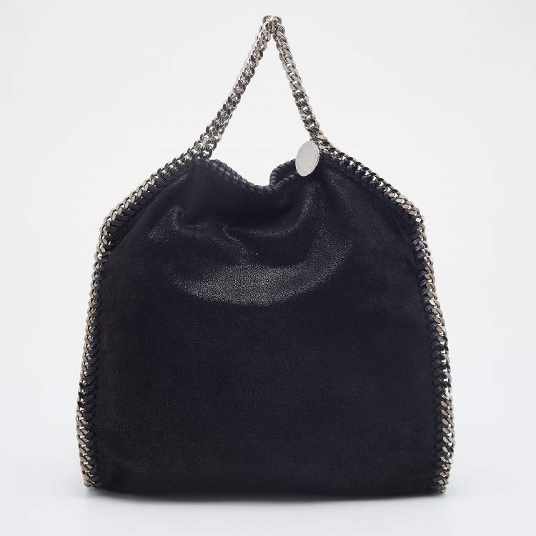 مملوكة مسبقًا Stella McCartney Black Faux Leather Fold over Falabella Tote