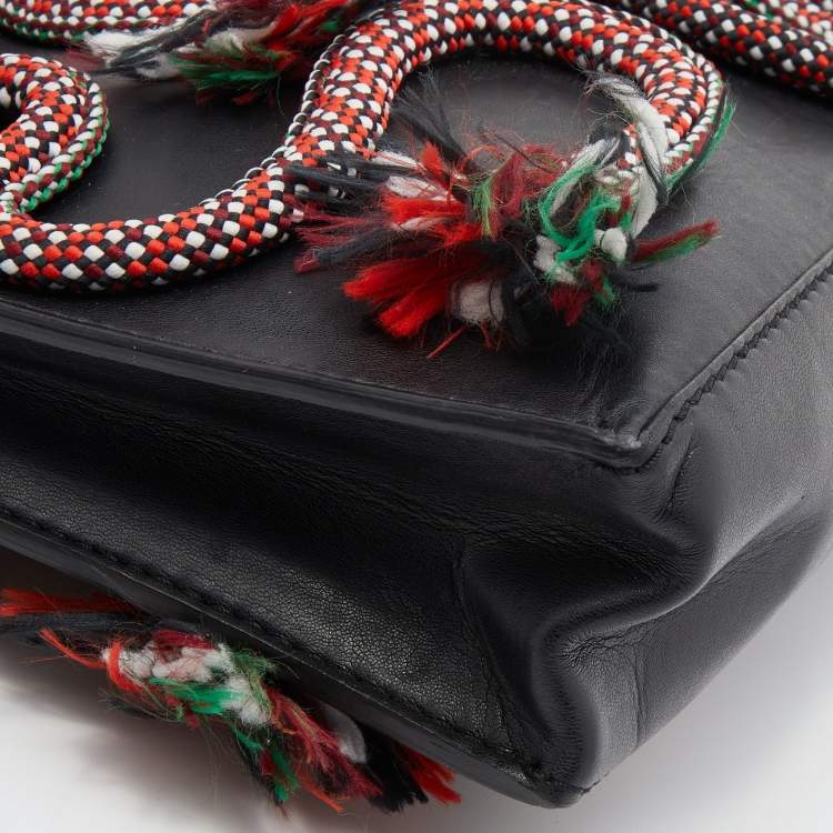 مملوكة مسبقًا Stella McCartney Black Faux Leather Snake Rope Embellished Pouch Clutch