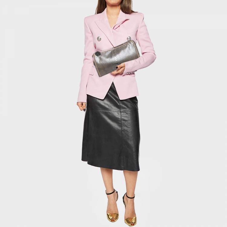 مملوكة مسبقًا Stella McCartney Silver/Beige Faux Suede Falabella Clutch
