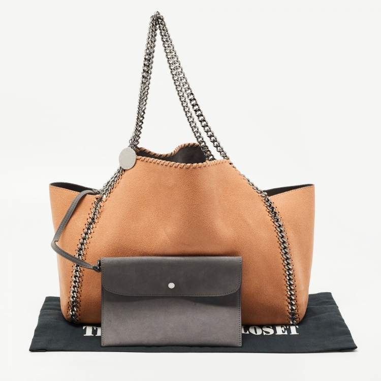 Pre Owned Stella McCartney Brown/Grey Faux Suede Reversible Falabella Shopper Tote