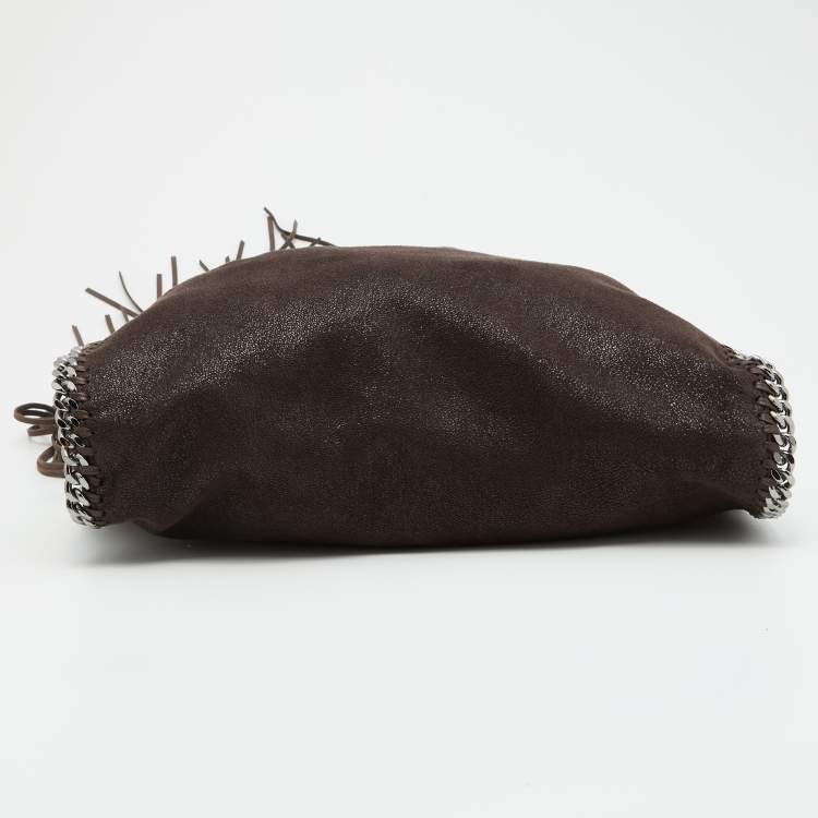 Pre Owned Stella McCartney Dark Brown Faux Suede Fringe Small Falabella Tote