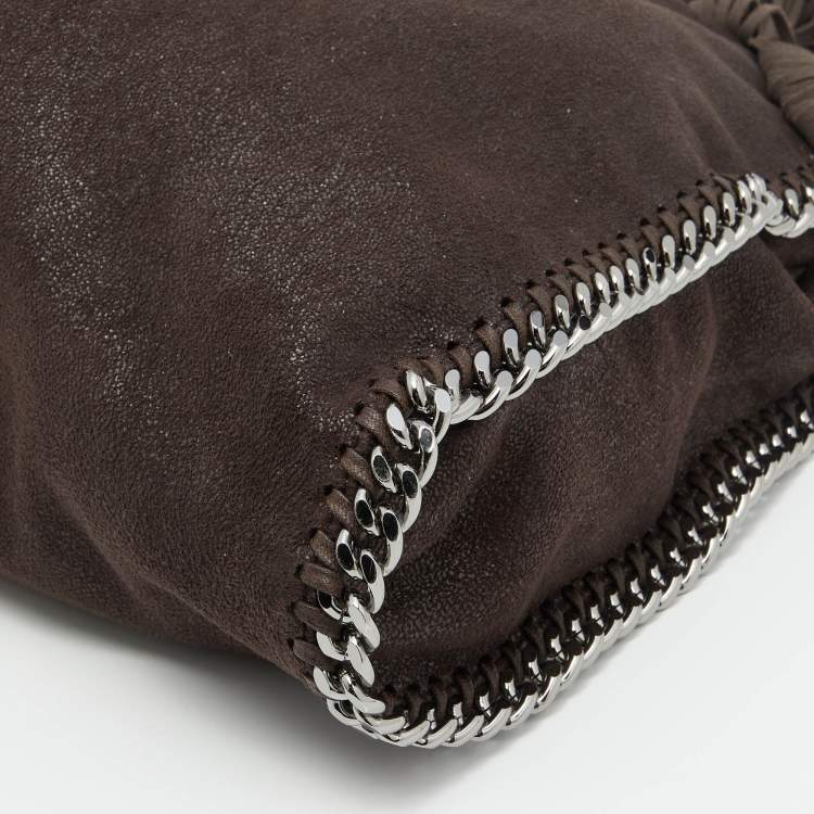 Pre Owned Stella McCartney Dark Brown Faux Suede Fringe Small Falabella Tote