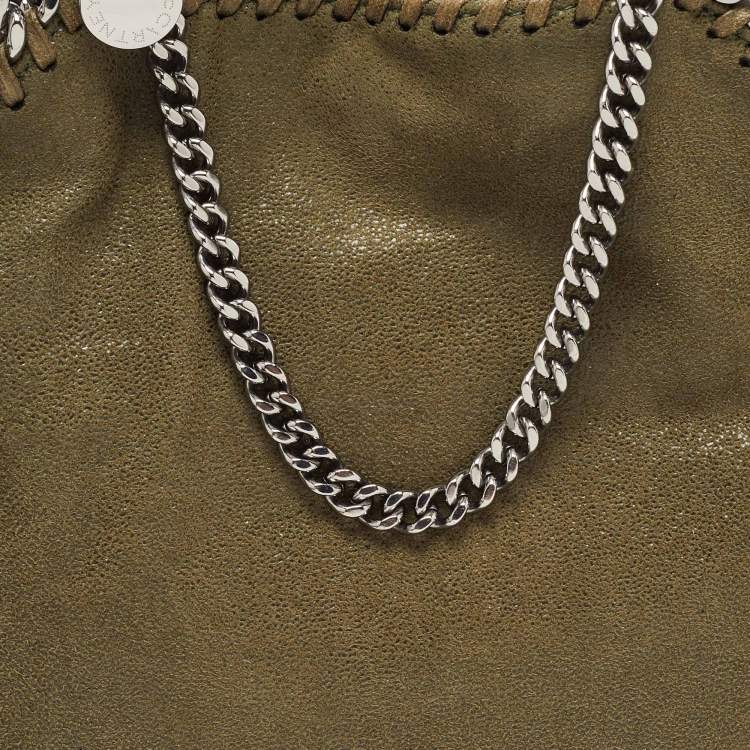 Pre Owned Stella McCartney Military Green Faux Suede Mini Falabella Tote