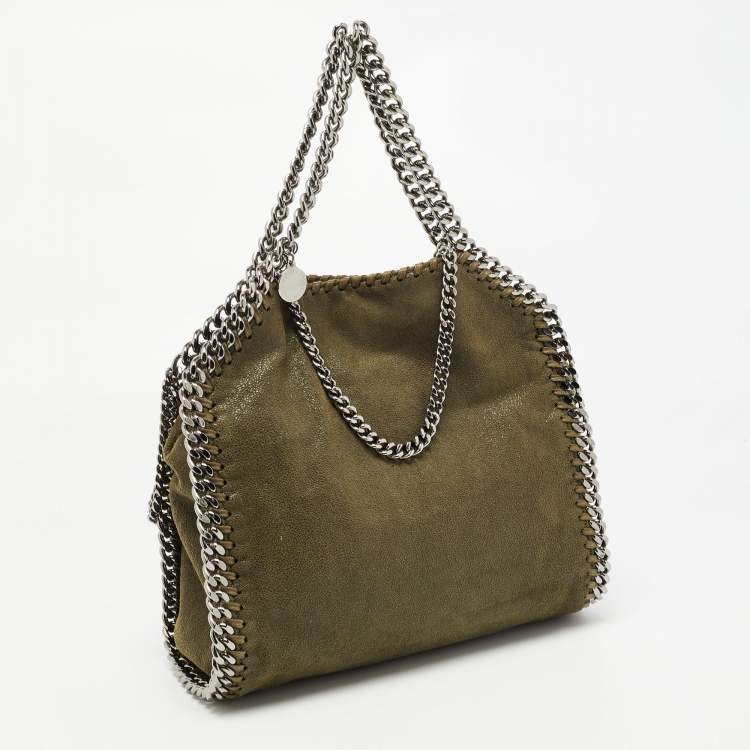 Pre Owned Stella McCartney Military Green Faux Suede Mini Falabella Tote