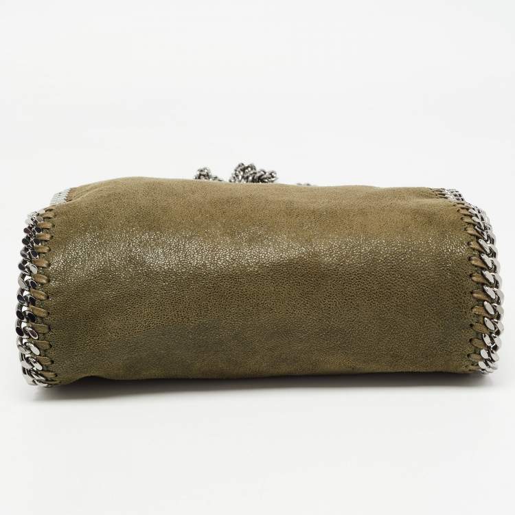 Pre Owned Stella McCartney Military Green Faux Suede Mini Falabella Tote