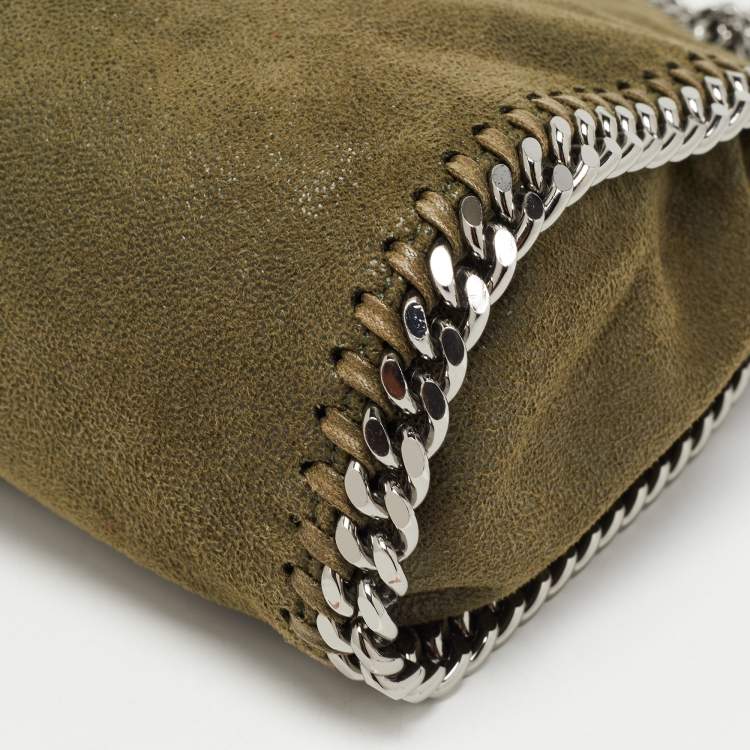 Pre Owned Stella McCartney Military Green Faux Suede Mini Falabella Tote