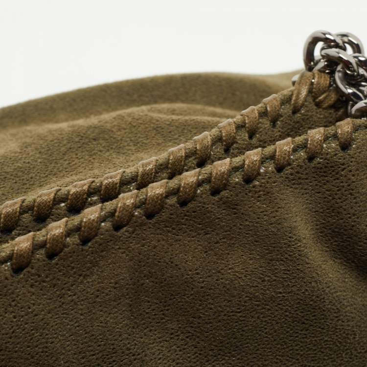 Pre Owned Stella McCartney Military Green Faux Suede Mini Falabella Tote