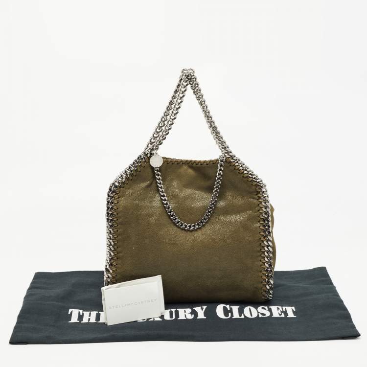 Pre Owned Stella McCartney Military Green Faux Suede Mini Falabella Tote