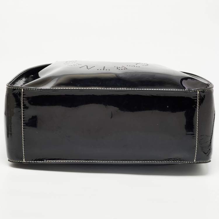 Pre Owned Stella McCartney Black Faux Patent Leather Large Logo Tote