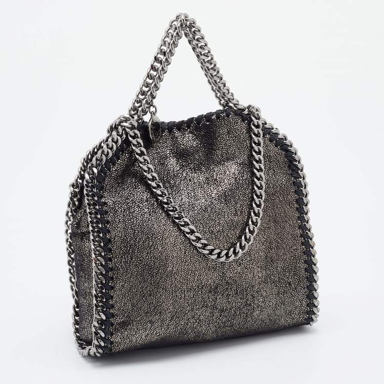 Pre Owned Stella McCartney Metallic Faux Leather Tiny Falabella Crossbody Bag