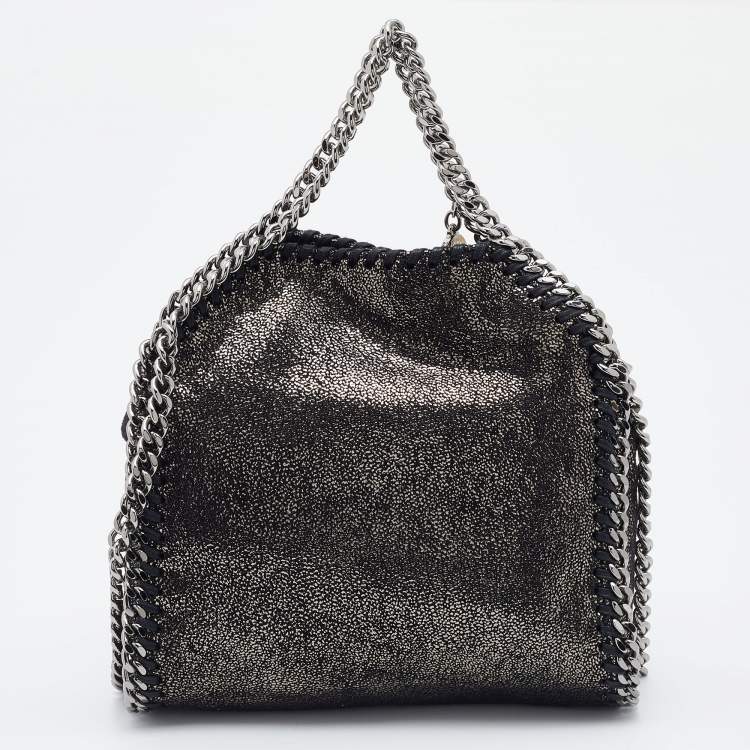 Pre Owned Stella McCartney Metallic Faux Leather Tiny Falabella Crossbody Bag