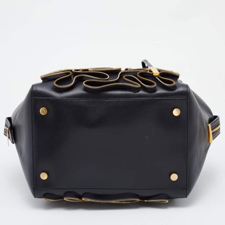 Pre Owned Stella McCartney Black Faux Leather Zip Cavendish Tote
