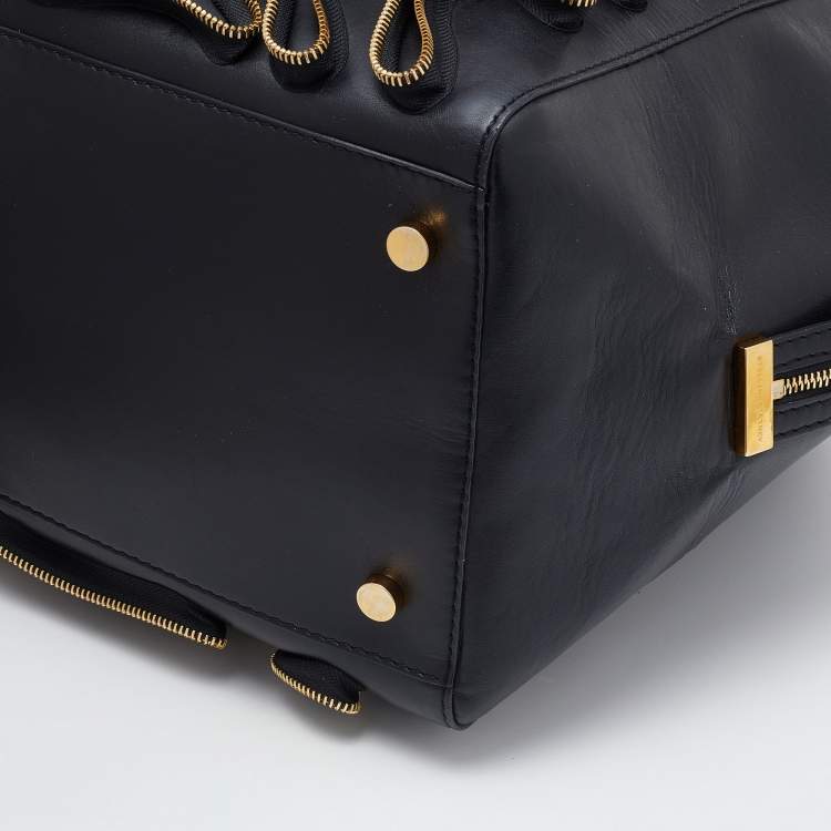 Pre Owned Stella McCartney Black Faux Leather Zip Cavendish Tote