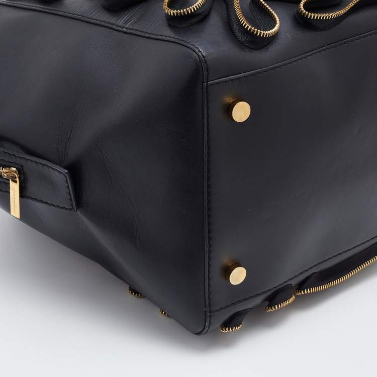 Pre Owned Stella McCartney Black Faux Leather Zip Cavendish Tote