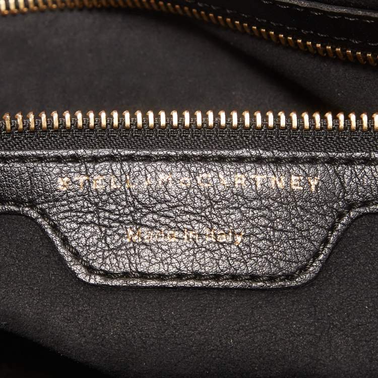 Pre Owned Stella McCartney Black Woven Faux Leather Large Falabella Tote