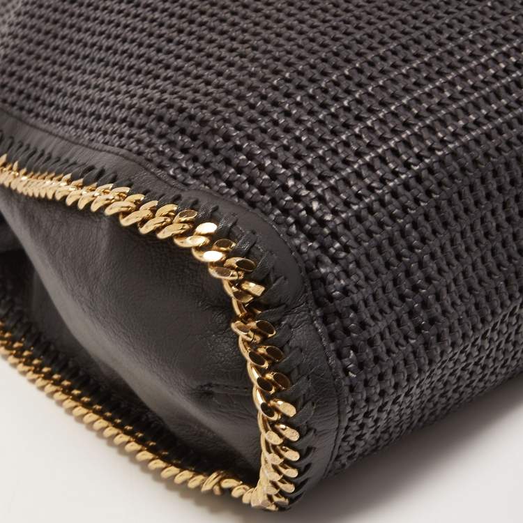 Pre Owned Stella McCartney Black Woven Faux Leather Large Falabella Tote