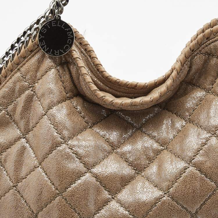 Pre Owned Stella McCartney Beige Faux Suede Glossy Small Falabella Tote