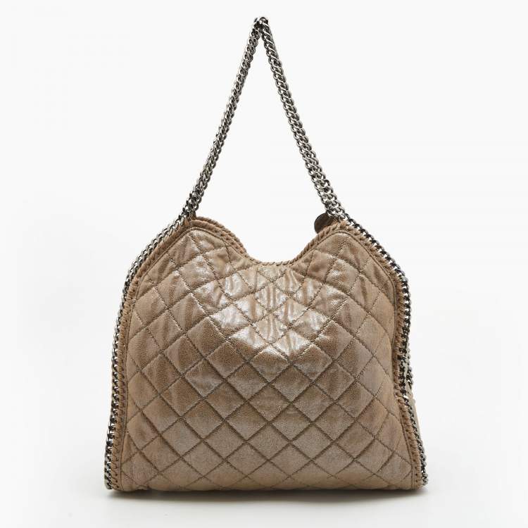 Pre Owned Stella McCartney Beige Faux Suede Glossy Small Falabella Tote