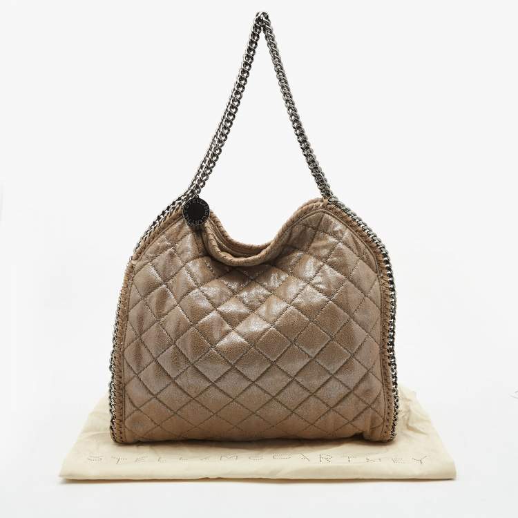 Pre Owned Stella McCartney Beige Faux Suede Glossy Small Falabella Tote