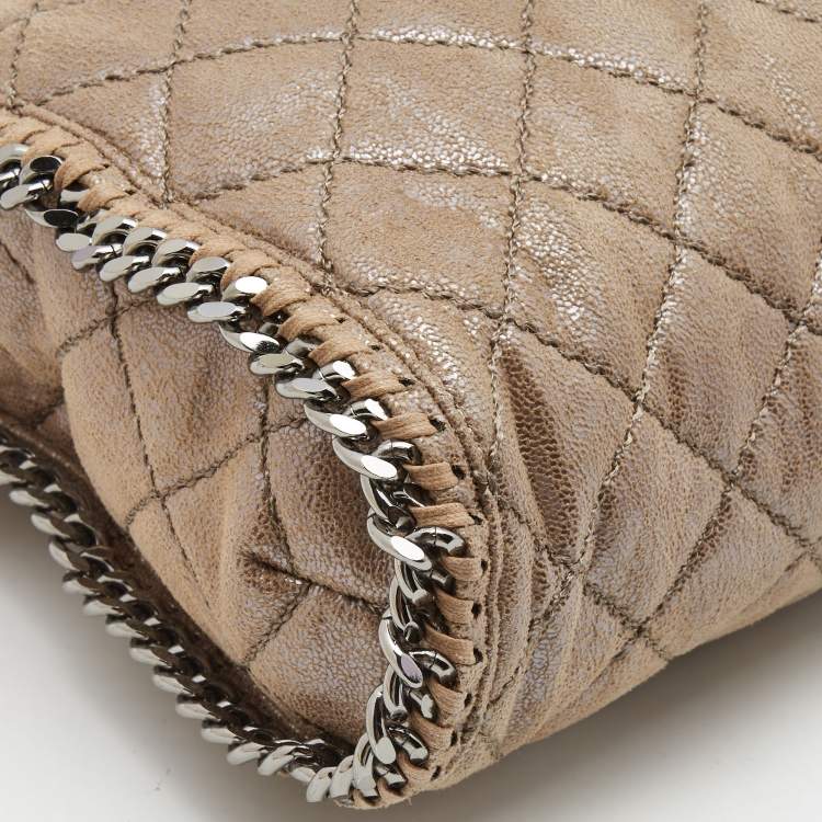 Pre Owned Stella McCartney Beige Faux Suede Glossy Small Falabella Tote