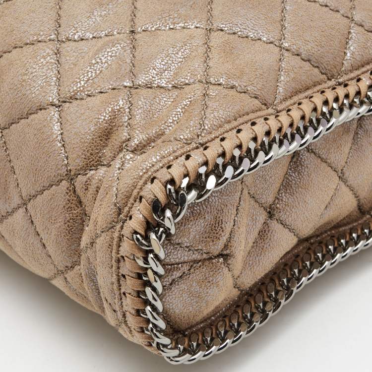 Pre Owned Stella McCartney Beige Faux Suede Glossy Small Falabella Tote