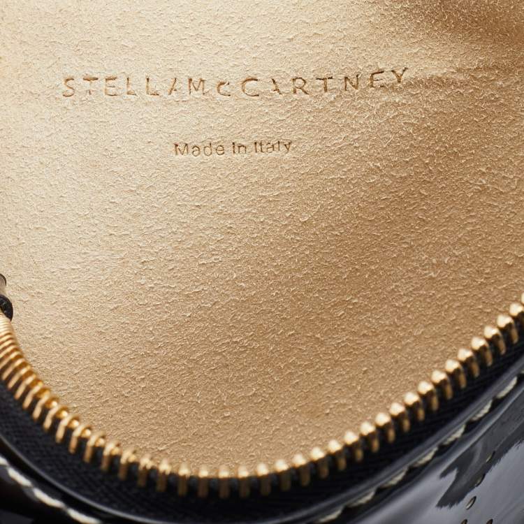 Pre Owned Stella McCartney Black Patent Leather Zip Wristlet Clutch
