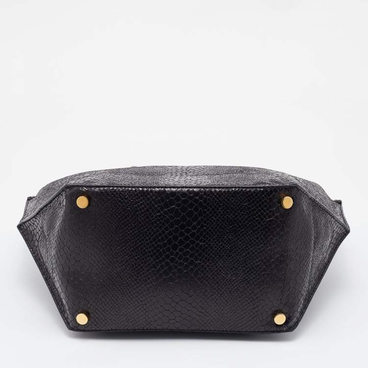 Pre Owned Stella McCartney Black Faux Python Effect Leather Tote