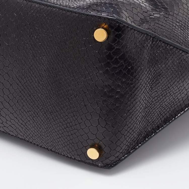 Pre Owned Stella McCartney Black Faux Python Effect Leather Tote