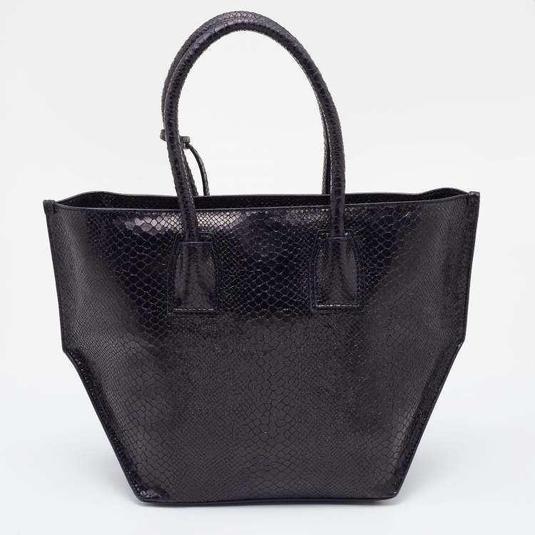 Pre Owned Stella McCartney Black Faux Python Effect Leather Tote