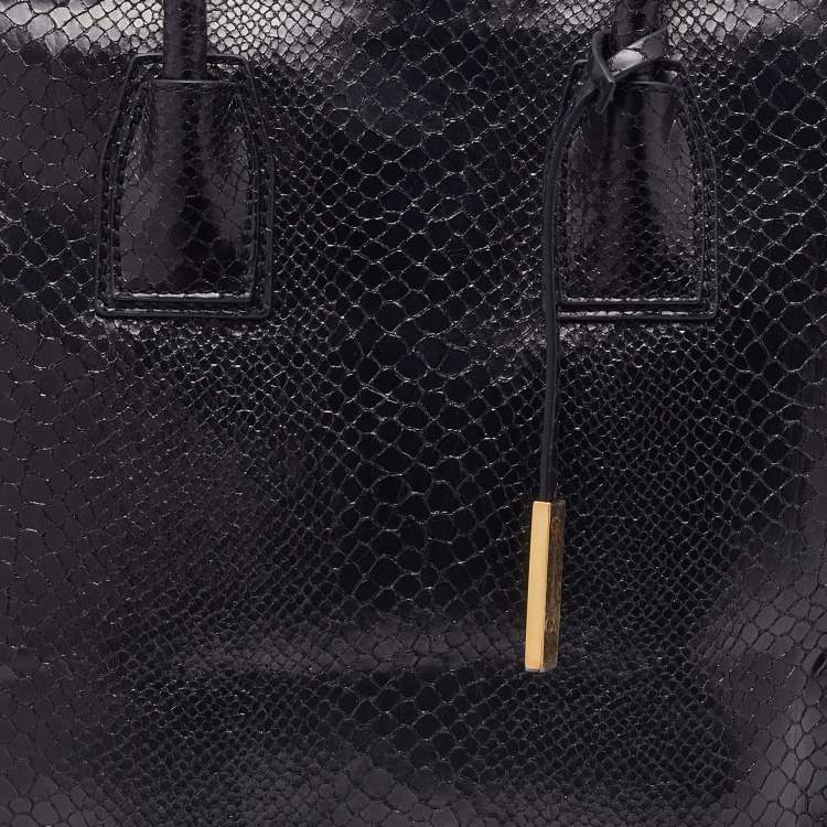 Pre Owned Stella McCartney Black Faux Python Effect Leather Tote