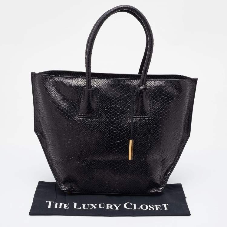 Pre Owned Stella McCartney Black Faux Python Effect Leather Tote