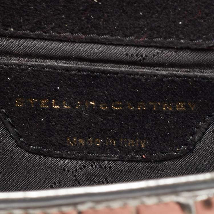 Pre Owned Stella McCartney Silver Embossed Crocodile Faux Leather Grace Chain Clutch