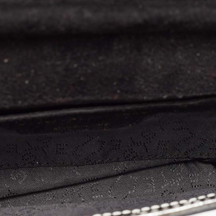 Pre Owned Stella McCartney Silver Embossed Crocodile Faux Leather Grace Chain Clutch