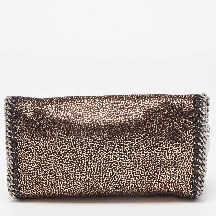 Pre Owned Stella McCartney Black/Rose Gold Faux Leather Falabella Flap Shoulder Bag