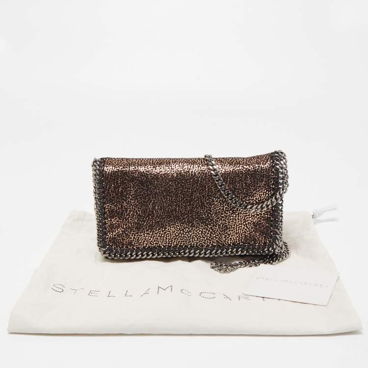 Pre Owned Stella McCartney Black/Rose Gold Faux Leather Falabella Flap Shoulder Bag