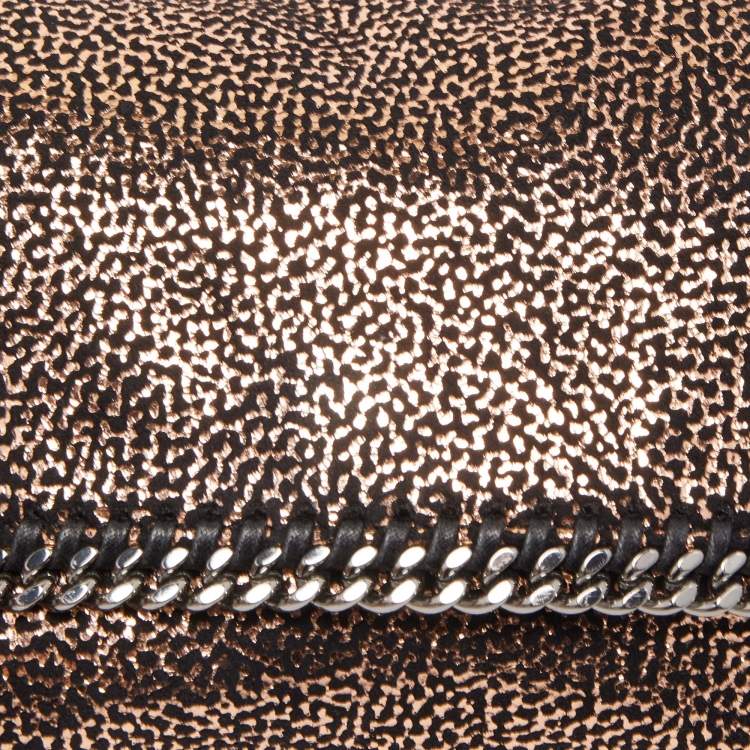 Pre Owned Stella McCartney Black/Rose Gold Faux Leather Falabella Flap Shoulder Bag