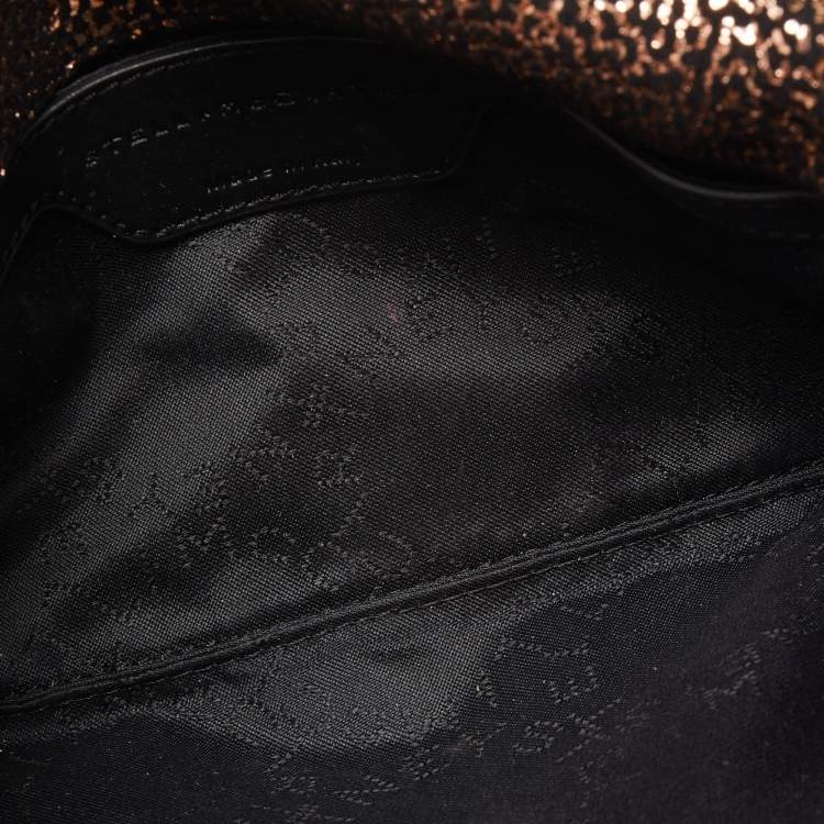 Pre Owned Stella McCartney Black/Rose Gold Faux Leather Falabella Flap Shoulder Bag