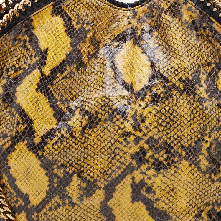 Pre Owned Stella McCartney Yellow/Black Python Effect Faux Leather Falabella Tote