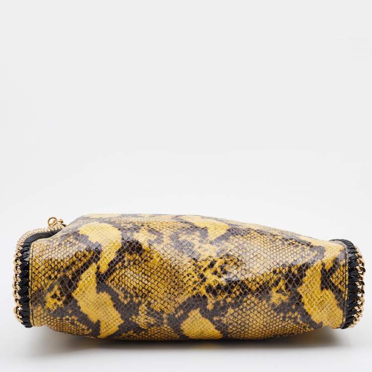 Pre Owned Stella McCartney Yellow/Black Python Effect Faux Leather Falabella Tote