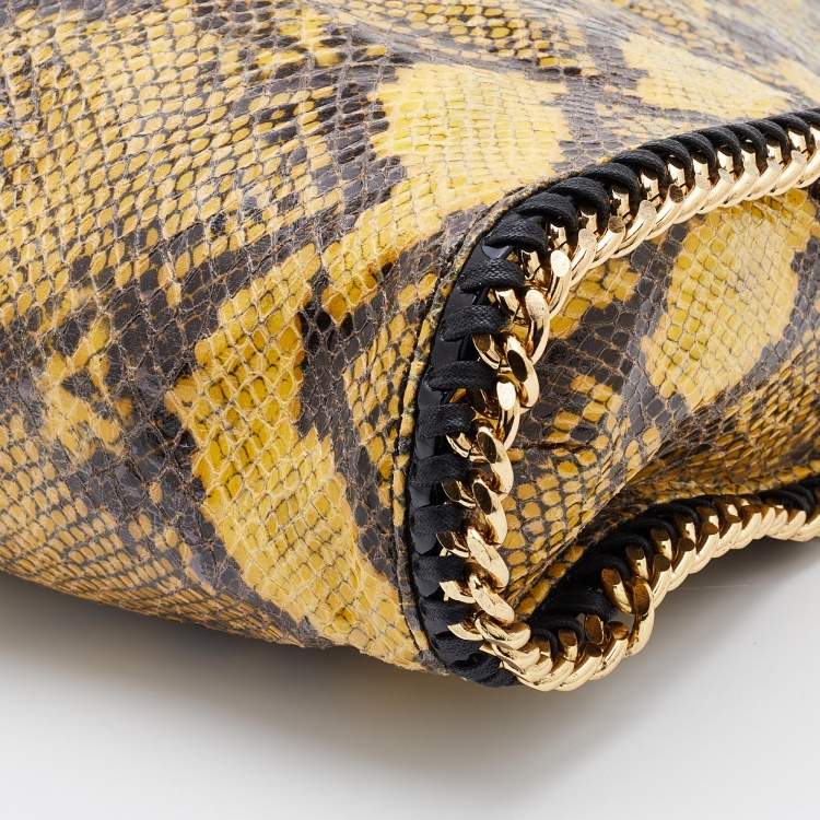 Pre Owned Stella McCartney Yellow/Black Python Effect Faux Leather Falabella Tote