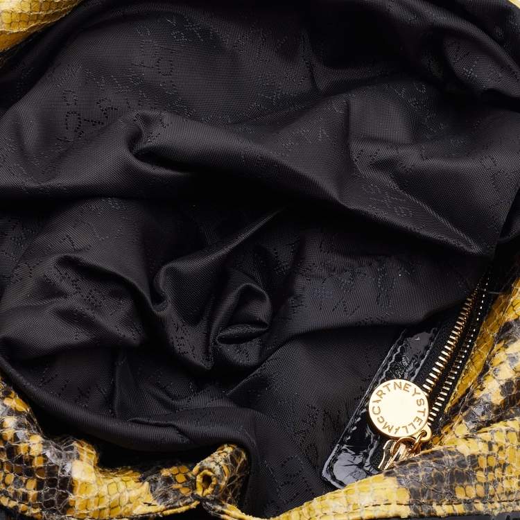 Pre Owned Stella McCartney Yellow/Black Python Effect Faux Leather Falabella Tote