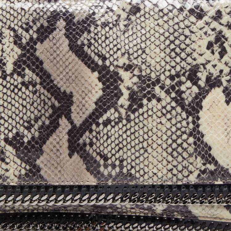 Pre Owned Stella McCartney Black/Grey Faux Python Leather Falabella Fold-Over Clutch