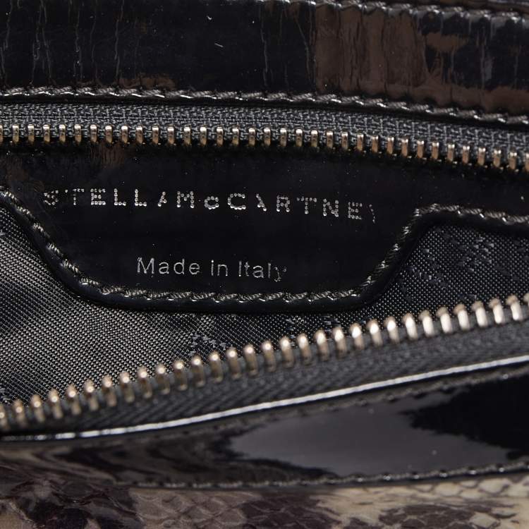 Pre Owned Stella McCartney Black/Grey Faux Python Leather Falabella Fold-Over Clutch