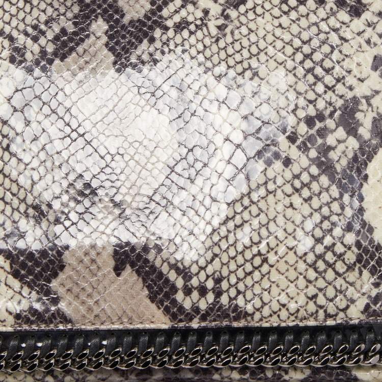 Pre Owned Stella McCartney Black/Grey Faux Python Leather Falabella Fold-Over Clutch