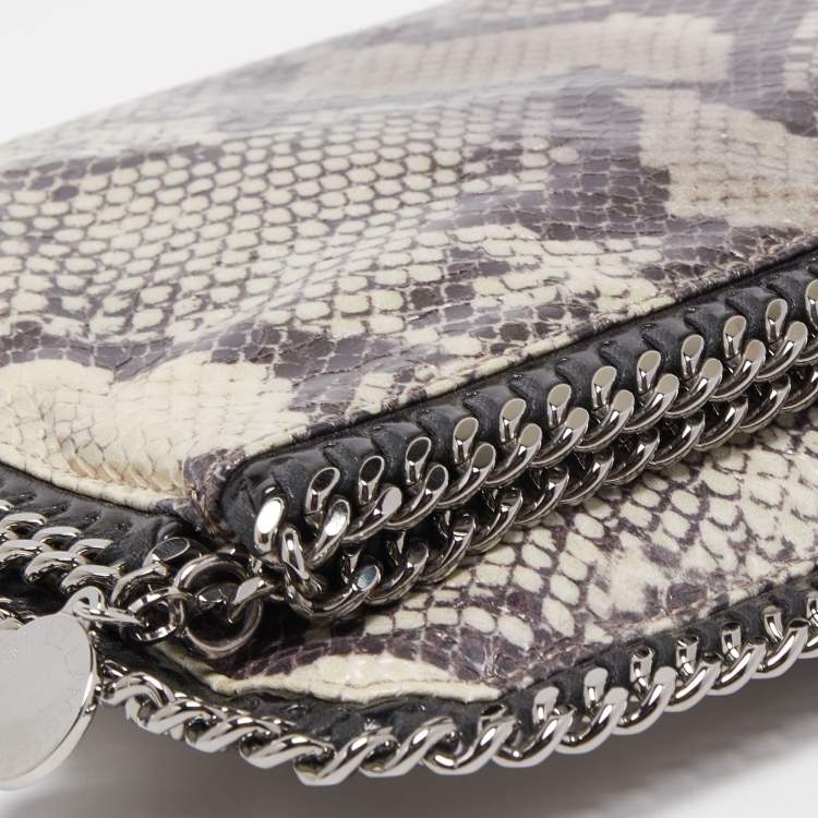 Pre Owned Stella McCartney Black/Grey Faux Python Leather Falabella Fold-Over Clutch