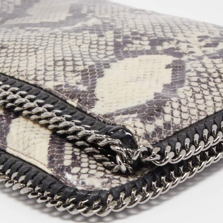 Pre Owned Stella McCartney Black/Grey Faux Python Leather Falabella Fold-Over Clutch